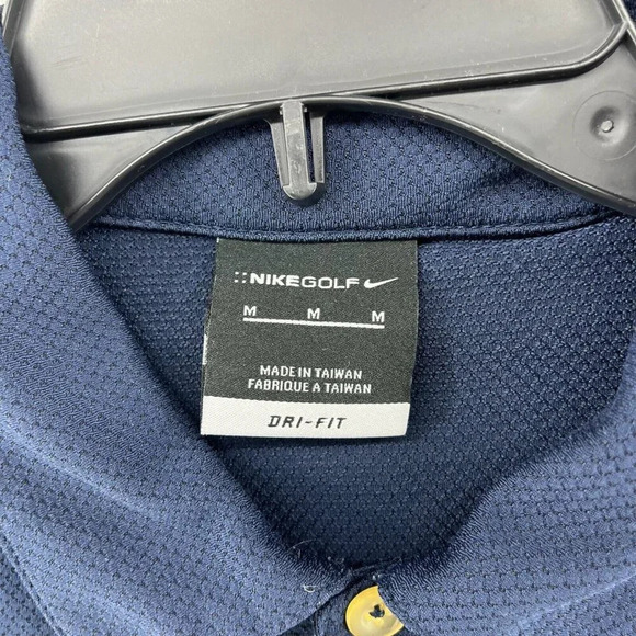 Nike Polo Shirt Men's Sz M Blue Golf Dri-Fit Embroidered Logo 2-Button Collared - Picture 9 of 10